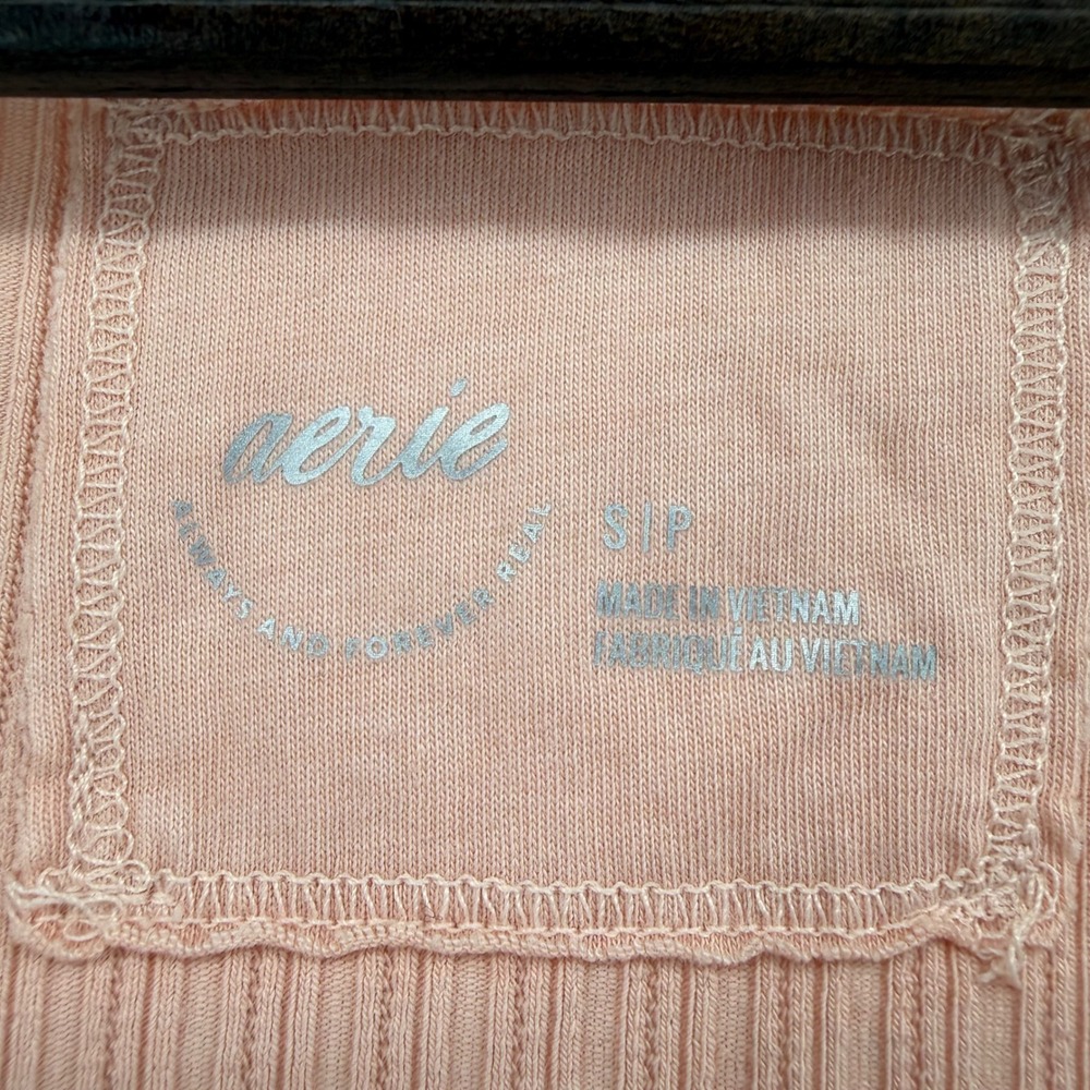 NWT Aerie Pink Long Sleeve Cross Front Ribbed Wrap Bodysuit Size Small - Picture 4 of 9